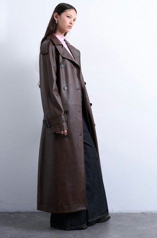 TSNOA faux-leather trench coat