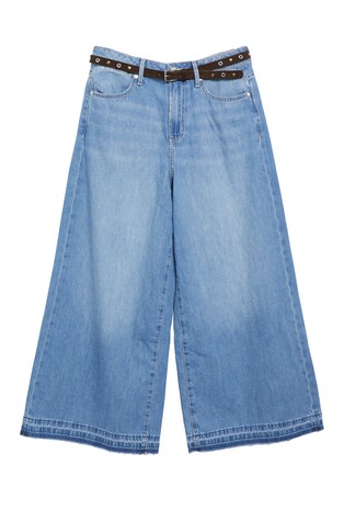 Culotte jeans hlače s remenom sa zakovicama
