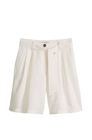 Kratke hlače od tencel™ liocela i lana s naborima