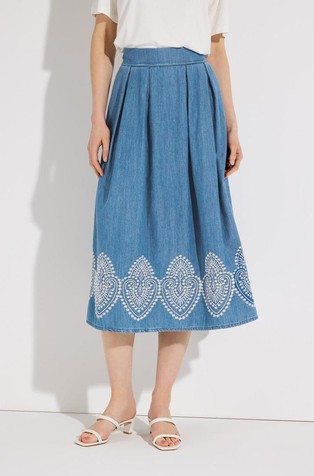 Denim skirt with embroidery