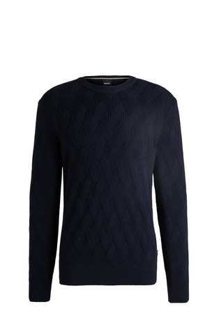 Regular fit strukturirano pleten pulover od djevičanske vune