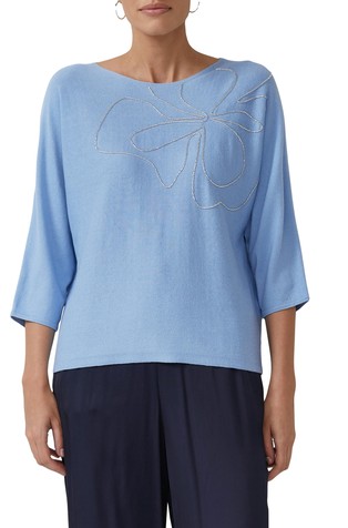 Pleten pulover sa šišmiš rukavima i ukrasnim kamenčićima