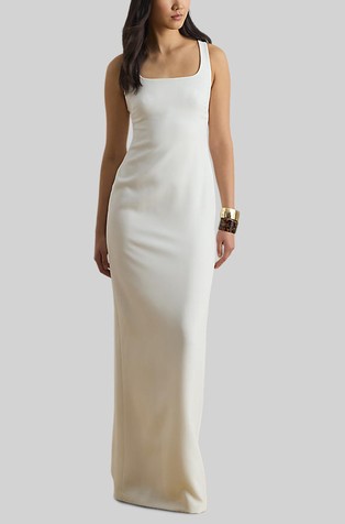 Duga haljina bez rukava s uvijenim detaljem straga