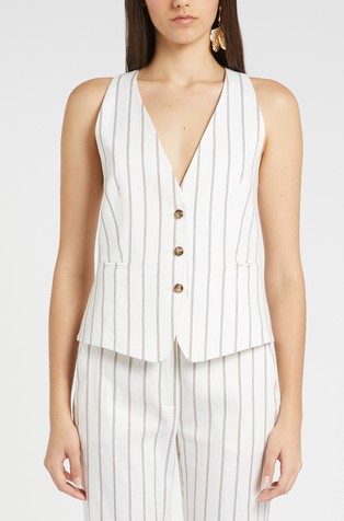 Prugasti prsluk od mješavine lana