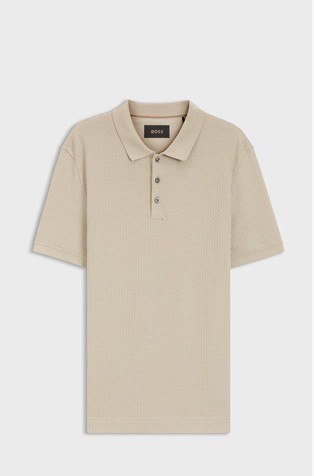 Mercerised-cotton polo shirt with basket weave