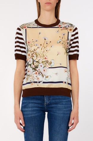 T-shirt with printed satin insert