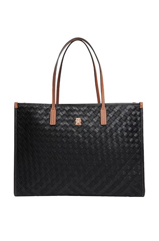 City TH Monogram Woven Tote Bag