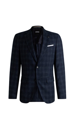 Slim fit kariran sako od mješavine vune