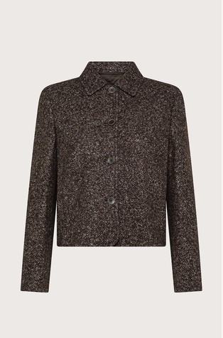 Cropped melange wool and silk blend blazer