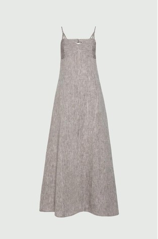 Long linen dress with thin straps