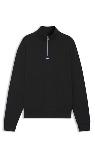 Cotton-terry sweatshirt with zip collar