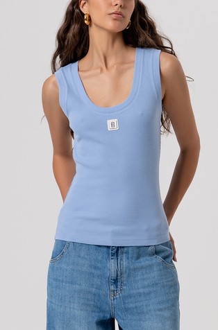 Slim fit rebrasta majica bez rukava