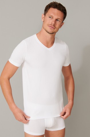 Long Life Soft - Shirt short-sleeve jersey elastic V-neck