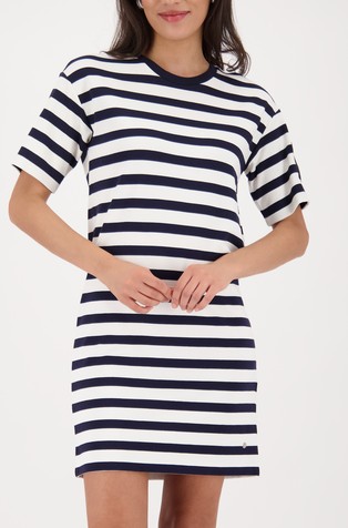 Short-sleeved dress with stripes