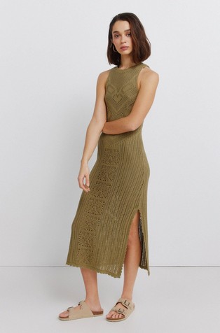 Pointelle midi dress