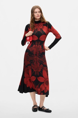 Long-sleeved printed dress