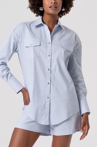 Košulja od popelina sa svjetlucavim prugastim uzorkom