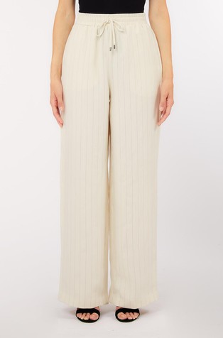 Pinstripe trousers with elastic waistband