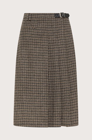 Pure wool checked skirt with pleats