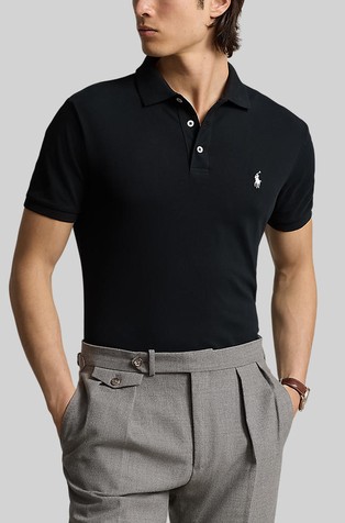 Custom slim fit rastezljiva polo majica s mrežastom strukturom