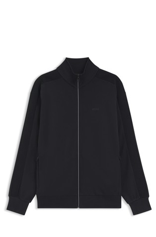 Viscose-blend sweatshirt with jacquard tape on sleeves