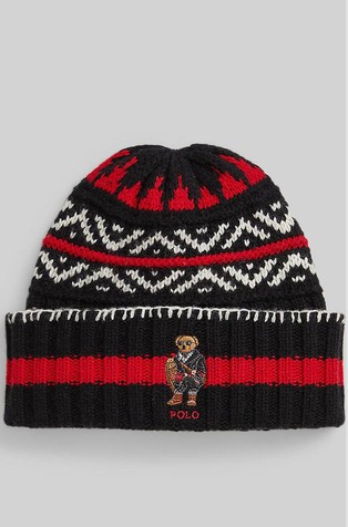Polo Bear pletena kapa od mješavine vune s uzorkom
