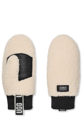 Rukavice od kovrčavog umjetnog krzna s logo trakom