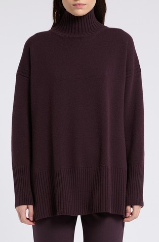 Monochrome wool sweater with high neck