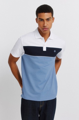 Colour block piqué slim fit polo shirt