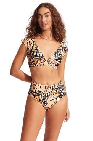 Gornji dio kupaćeg kostima s V-izrezom i mini rukavima