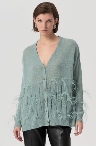 Kardigan s našivenim perjem
