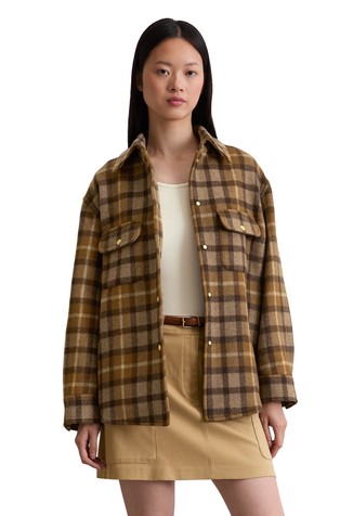 Relaxed fit karirana košulja-jakna od mješavine vune