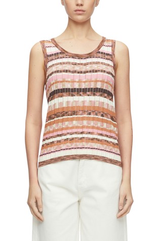 Striped top in ajour knit