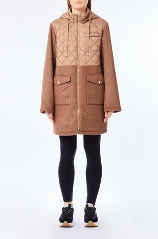 Kaput od mješavine vune s kapuljačom i prošivenim umetkom