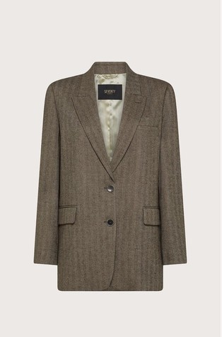 Herringbone wool blend blazer