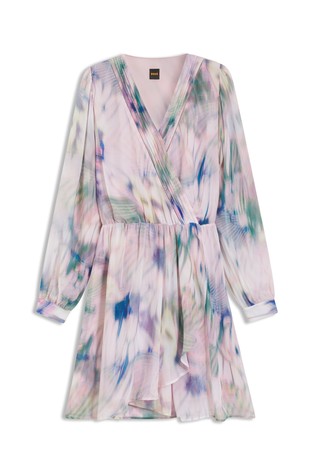 Haljina od viskoznog žoržeta s preklopom i uzorkom