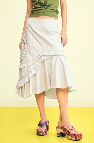 Asymmetric midi skirt