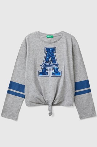 Long sleeved T-shirt with knot and sequins