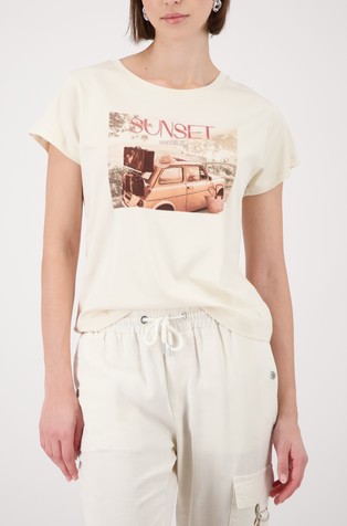 T-shirt with print and rhinestones