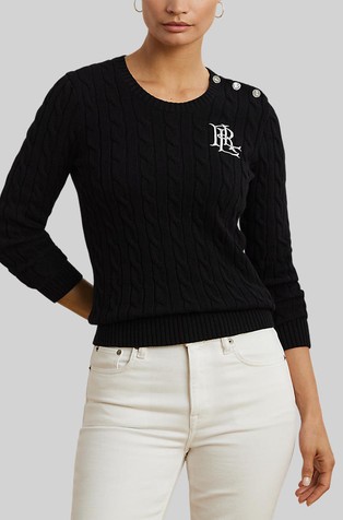 Pleten pamučni pulover s ukrasnim gumbima