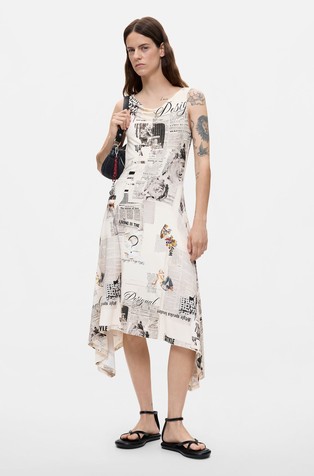 Sleeveless printed dress in viscose
