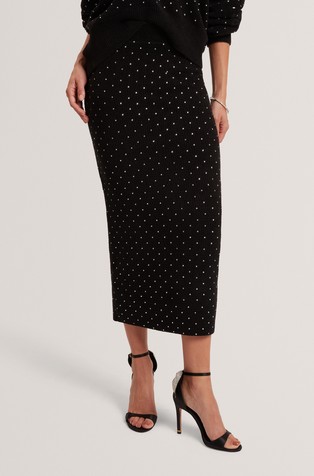 Diamante Embellished Knit Tube Skirt