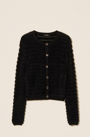 Knitted fur cardigan