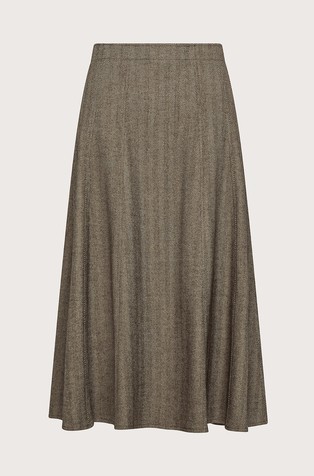 Herringbone wool blend skirt