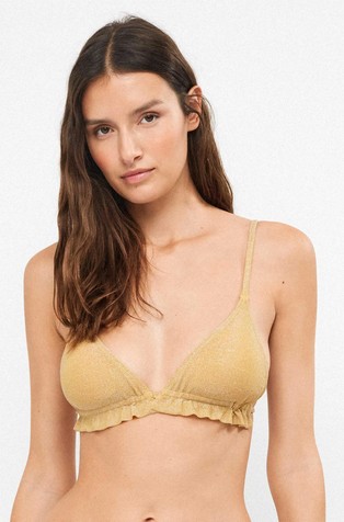 Triangle bikini top in shiny fabric