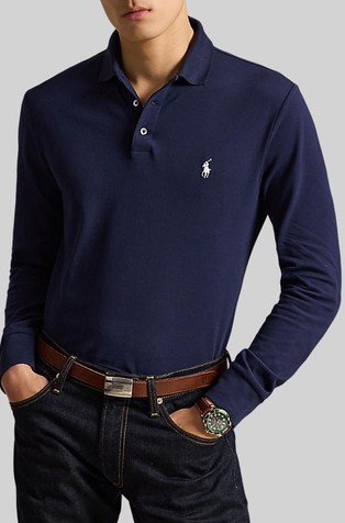 Custom slim fit rastezljiva polo majica s mrežastom strukturom