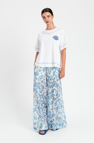 Cotton-blend T-shirt with contrast details