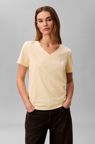 Regular fit majica s V-izrezom i monogramom