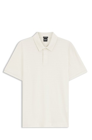 Geometric-jacquard polo shirt in cotton