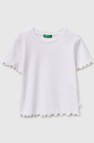 Slim fit rebrasta majica kratkih rukava